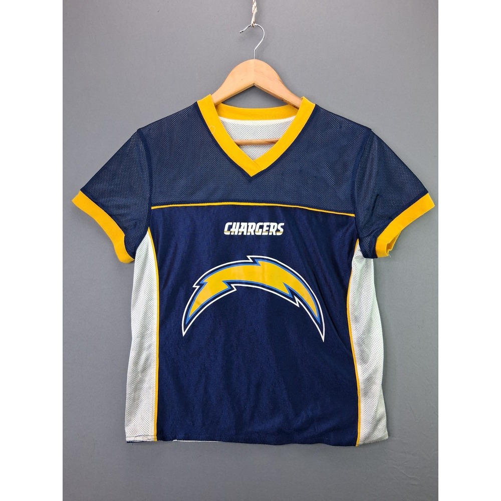 NFL Chargers Jersey NFL Flag Football Youth Navy Blue Yellow Mesh V-Neck